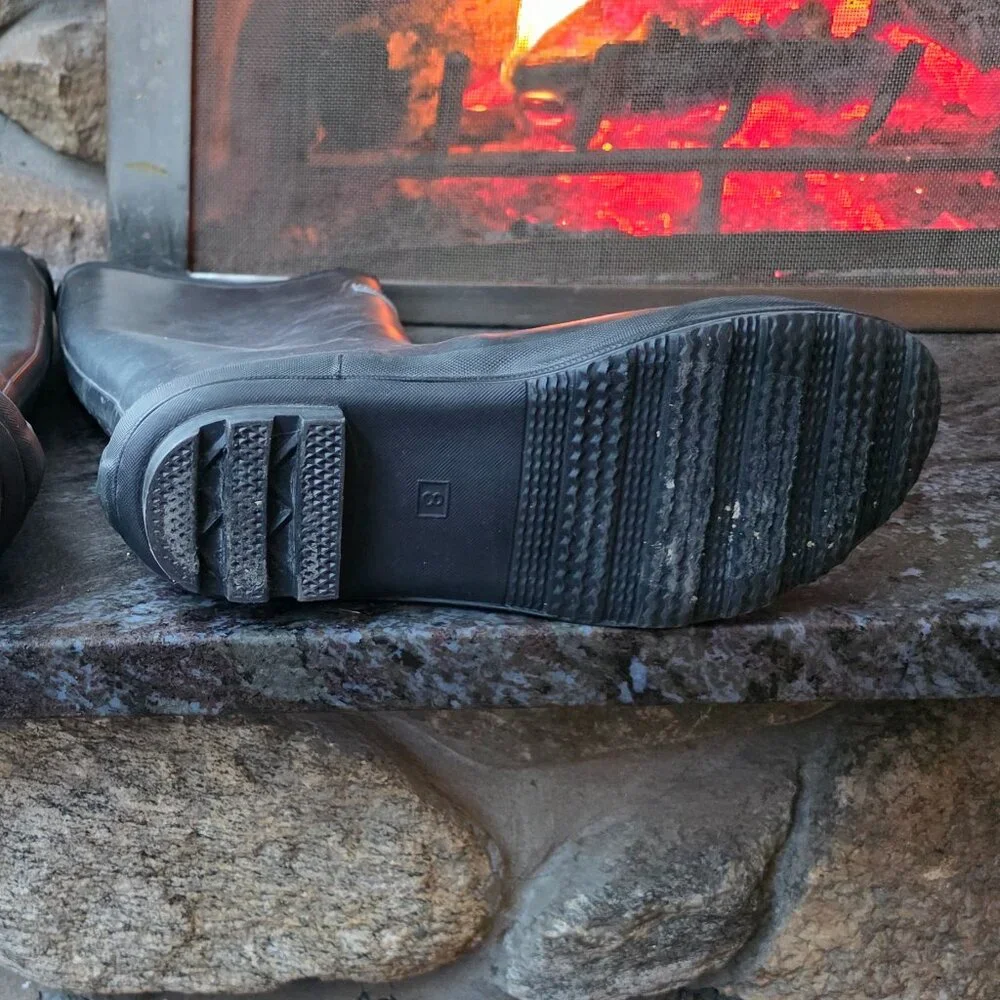 Smith & Hawken Black Rubber Rain/Snow Winter Boots Size 8